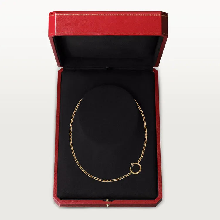 Gold Chain Necklace With Nail Circle Pendant