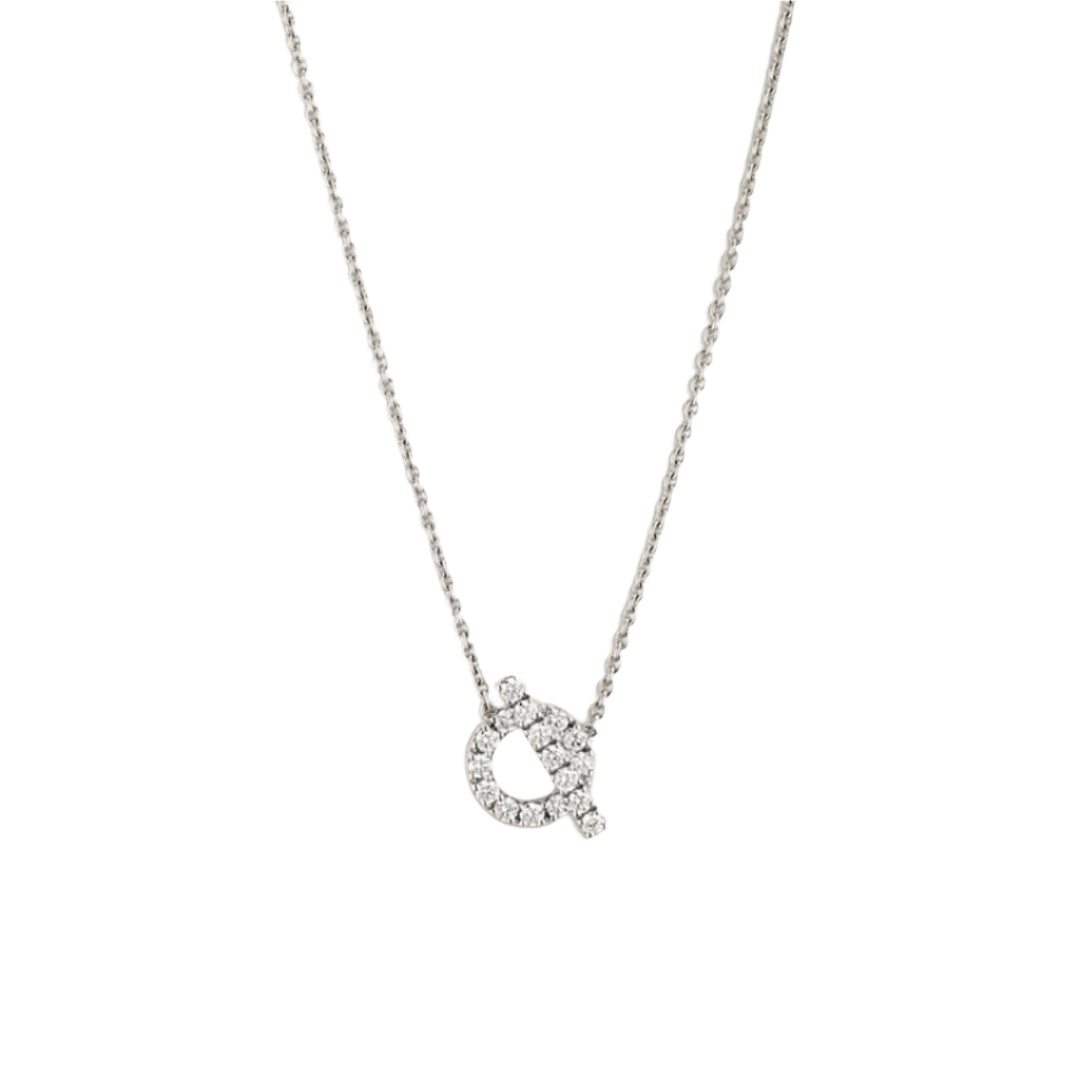 Initial Letter Pendant Necklace White Gold