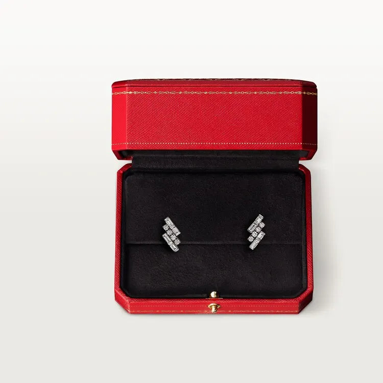Geometric Cluster Earrings in White Gold Vermeil