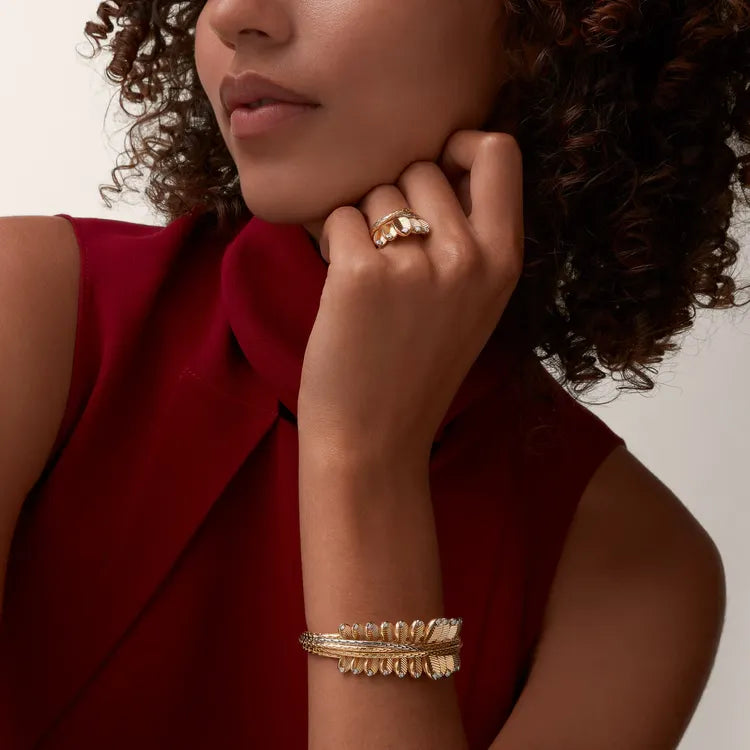Grain De Cafe Bracelet Yellow Gold Vermeil Diamond Accent