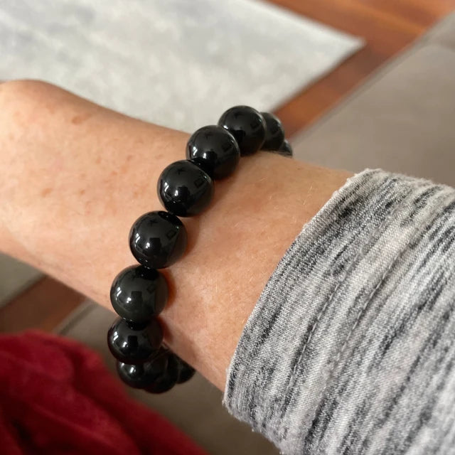 Natural Stone Black Obsidian Healing Bracelet