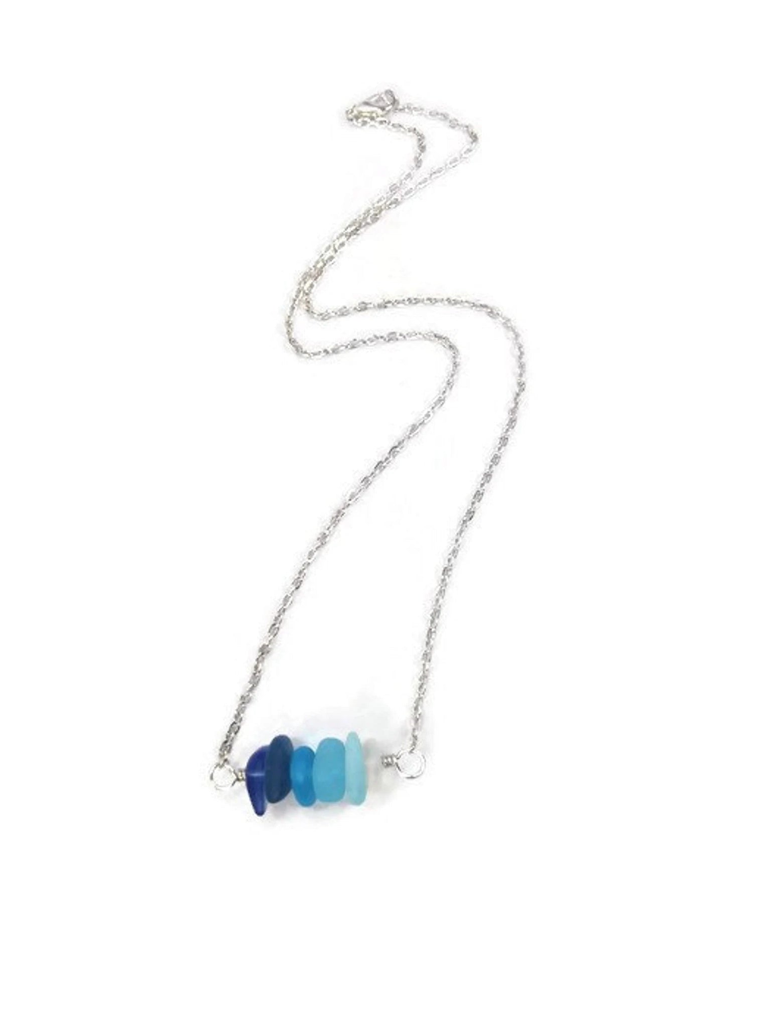 Blue Sea Glass Minimalist Bangle Bracelet