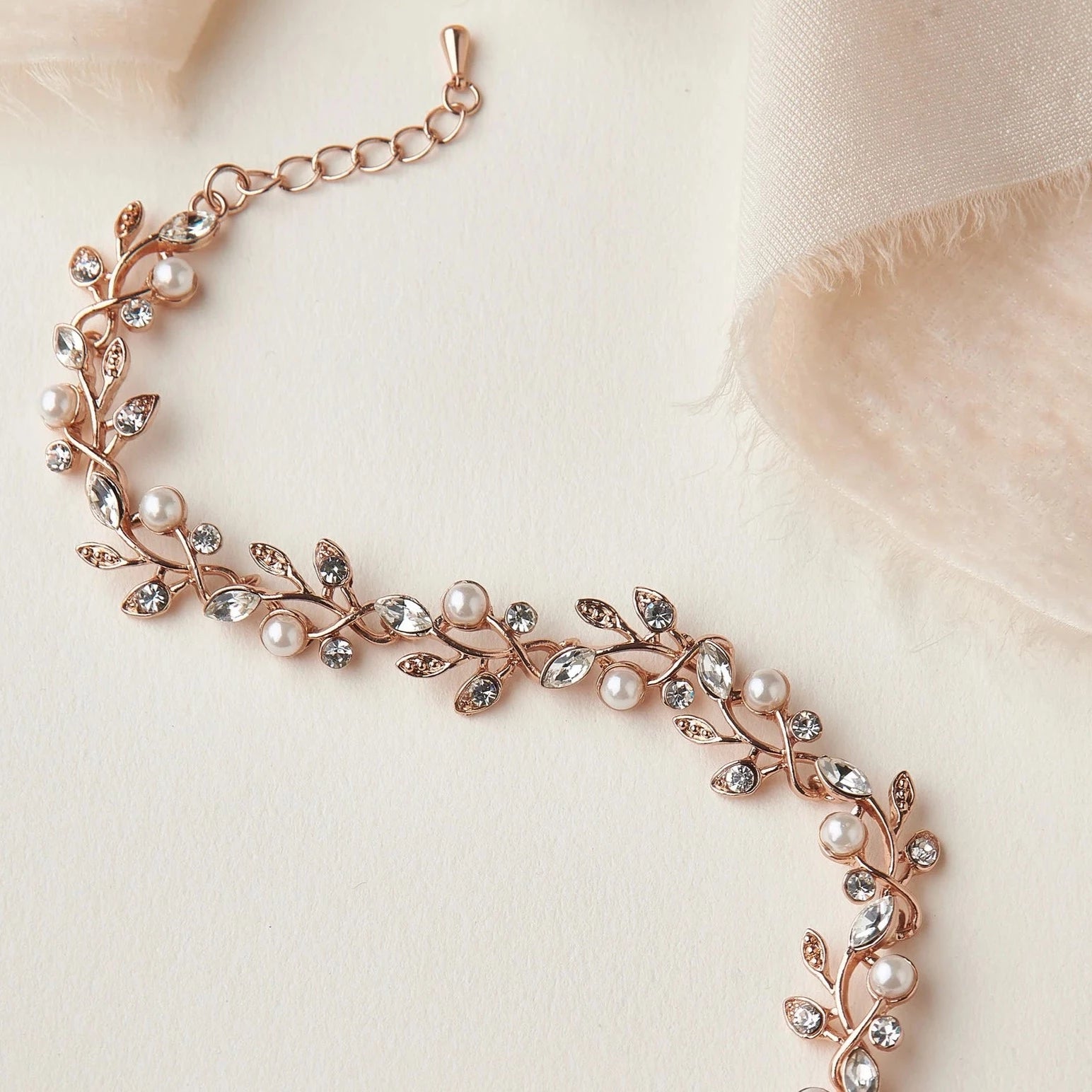Pearl Crystal Bridal Wedding Bracelet