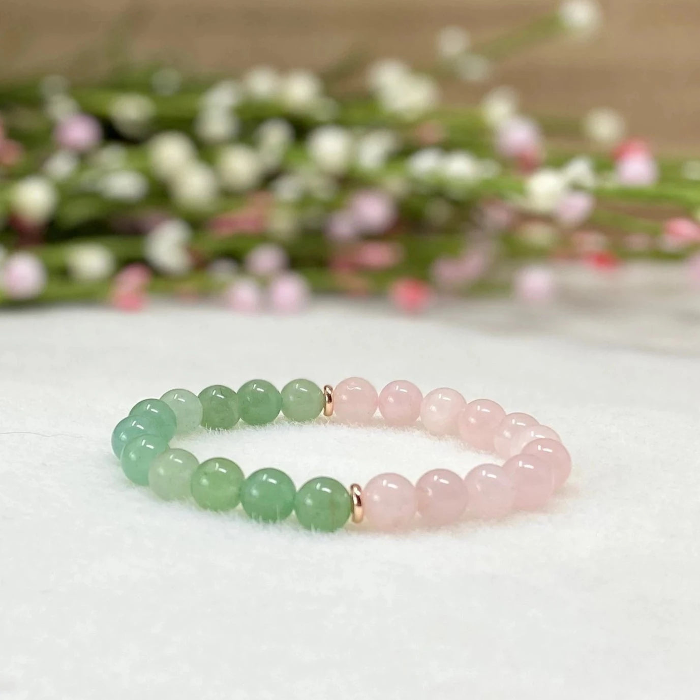 Rose Quartz & Jade Beaded mala healing Bracelets