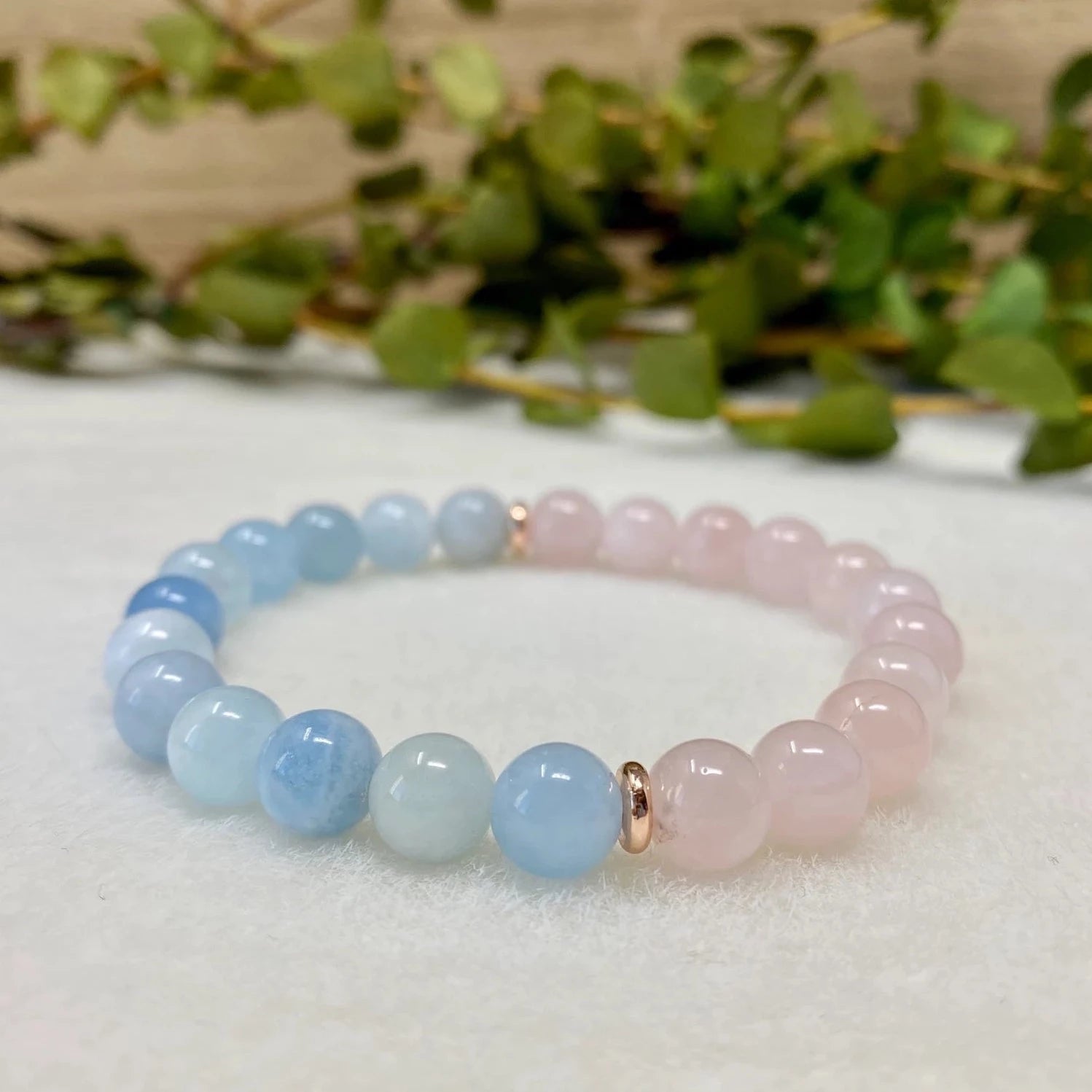 Rose Quartz & Jade Aquamarine Crystal Yoga Elastic Bracelet