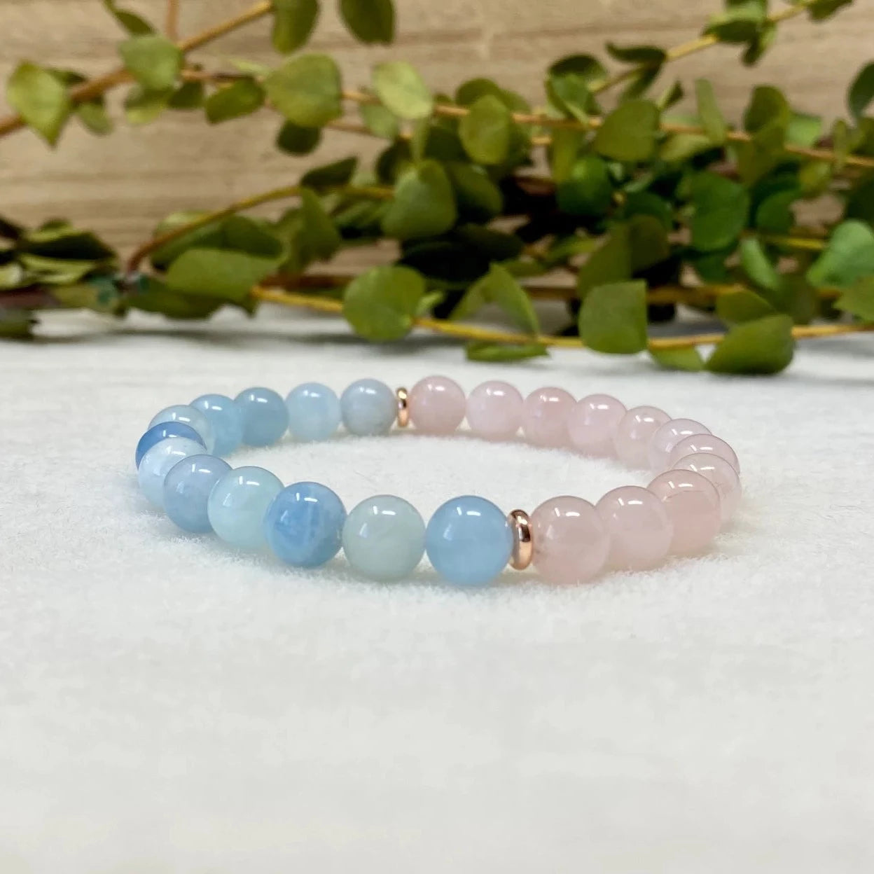 Rose Quartz & Jade Aquamarine Crystal Yoga Elastic Bracelet