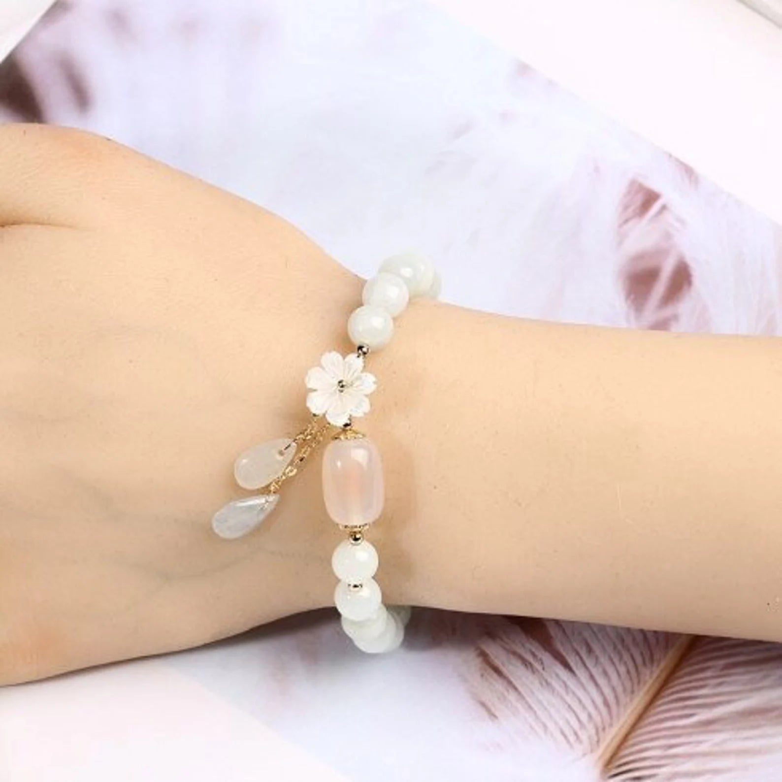 Unique White Jade Healing Stone Bracelet