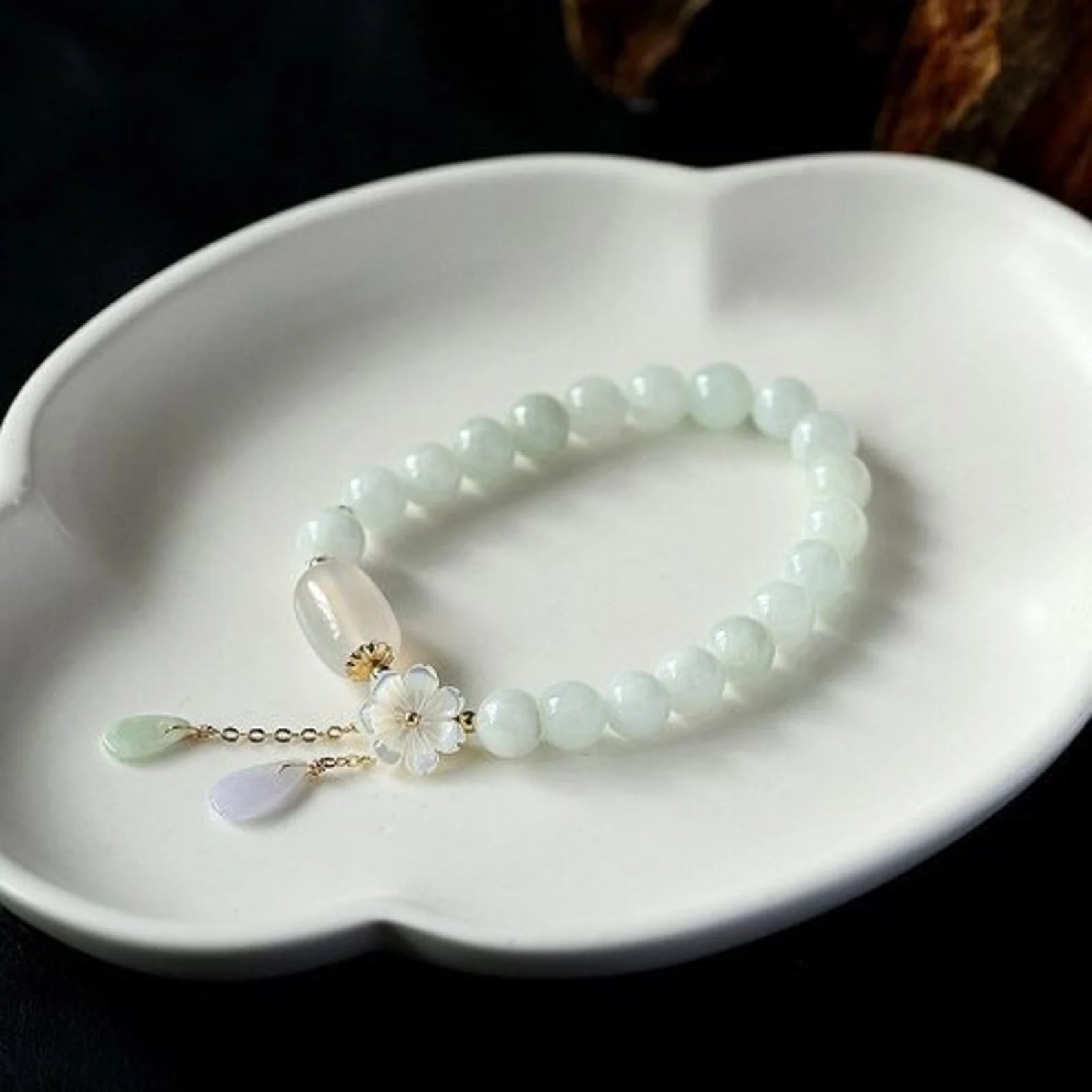 Unique White Jade Healing Stone Bracelet