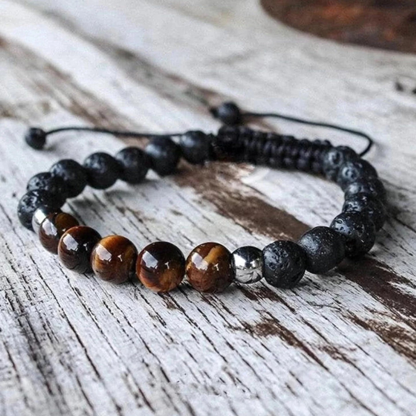 Tigers Eye Lava Stone Inner Peace Balance Healing Bracelet