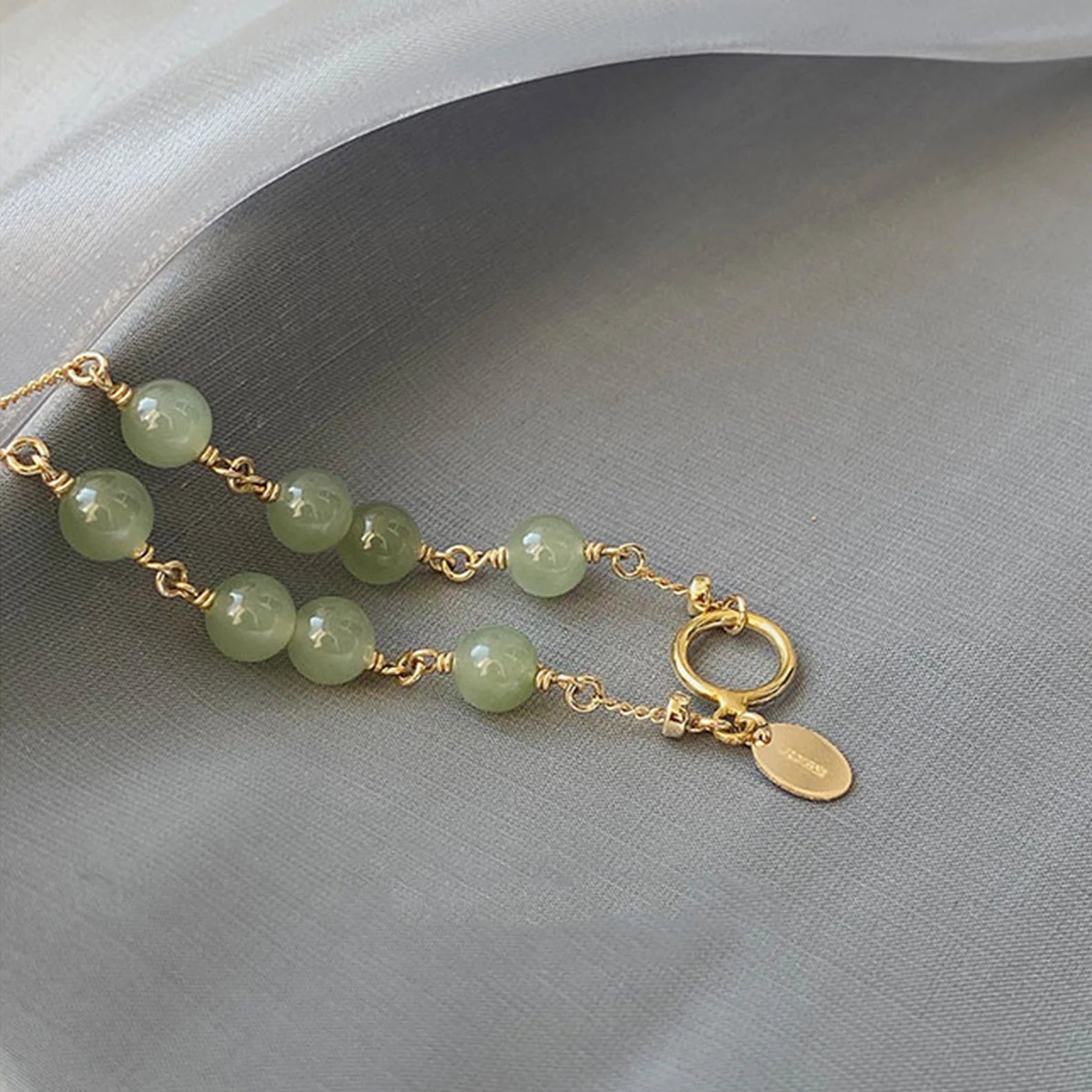 Natural Hetian Gold Single Circle Jade Bracelet