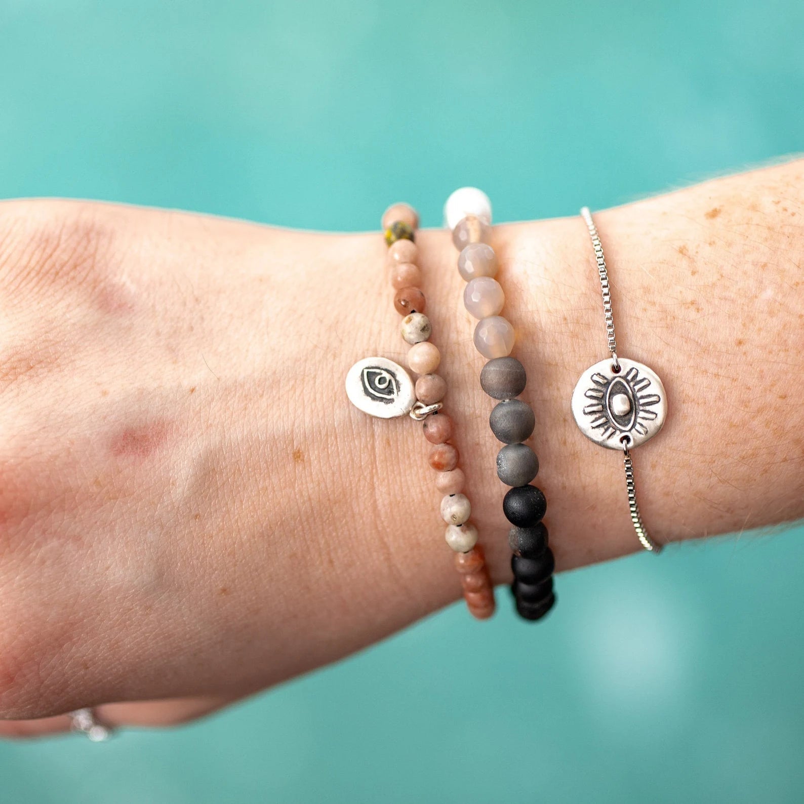 Moon Phase Beaded Stone Bracelet