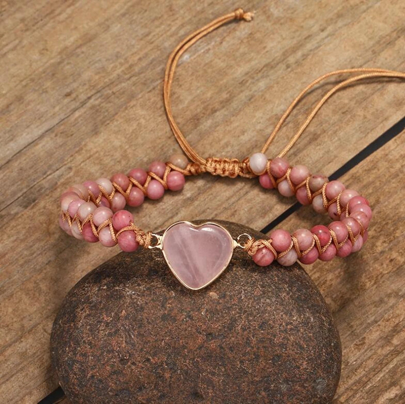 Rose Quartz Bracelet-Healing Rhodonite Stone Bracelet