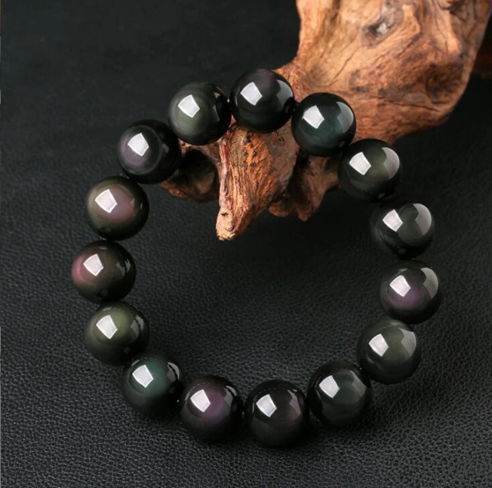 Natural Stone Black Obsidian Healing Bracelet