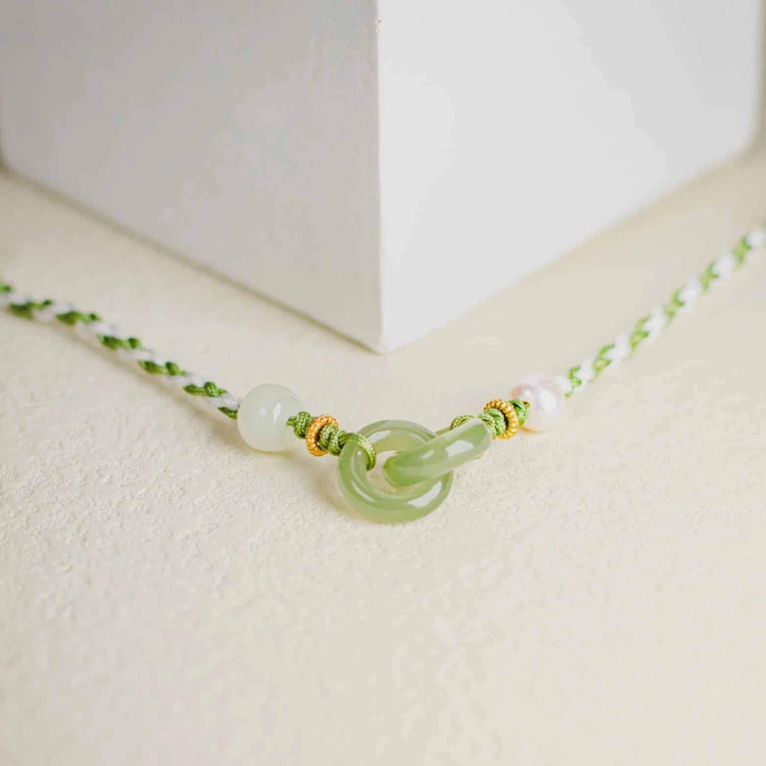 Natural Double Jade Ring buckle Charm Jade Bracelet