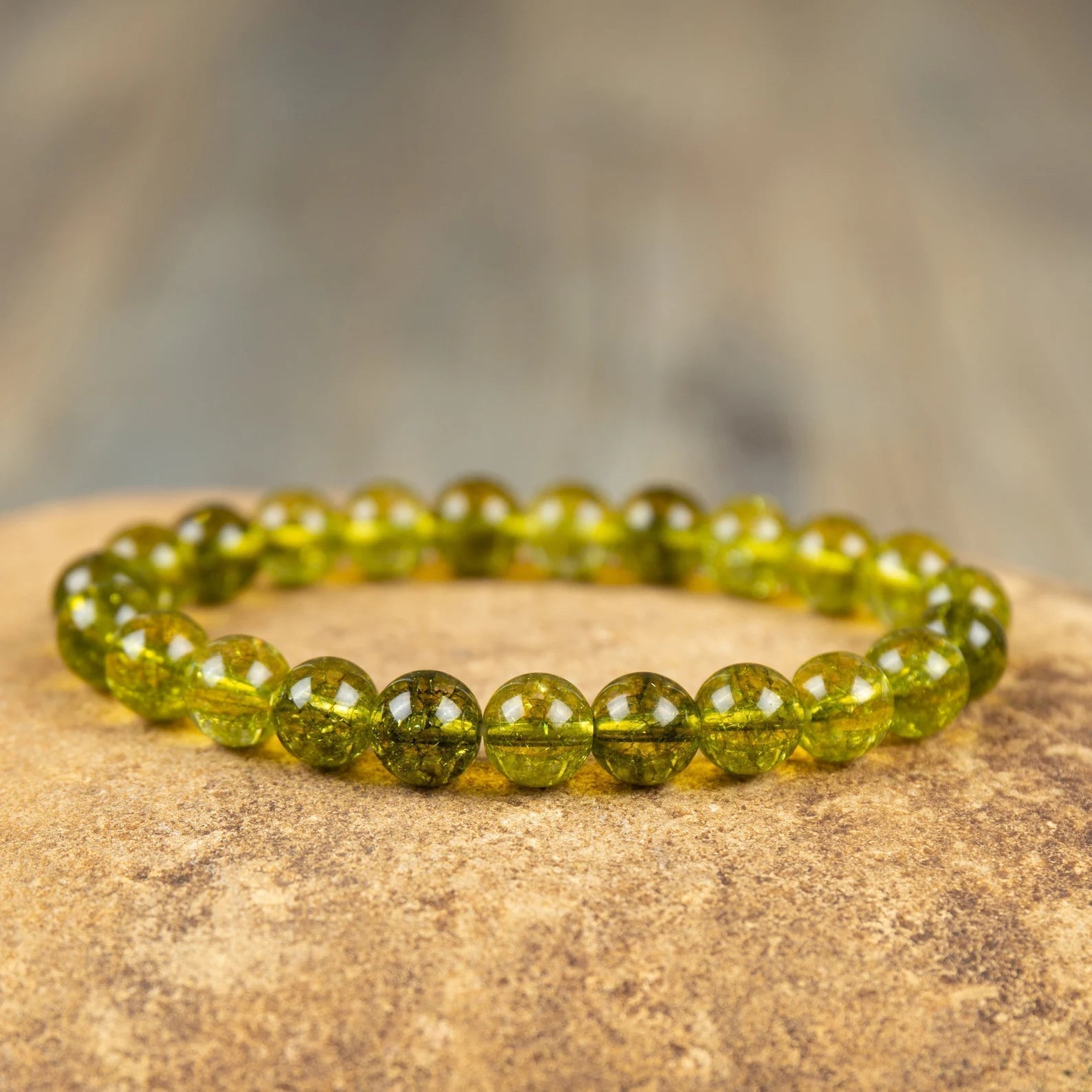 Green Peridot Stone Olivine Crystal Quartz Bracelet