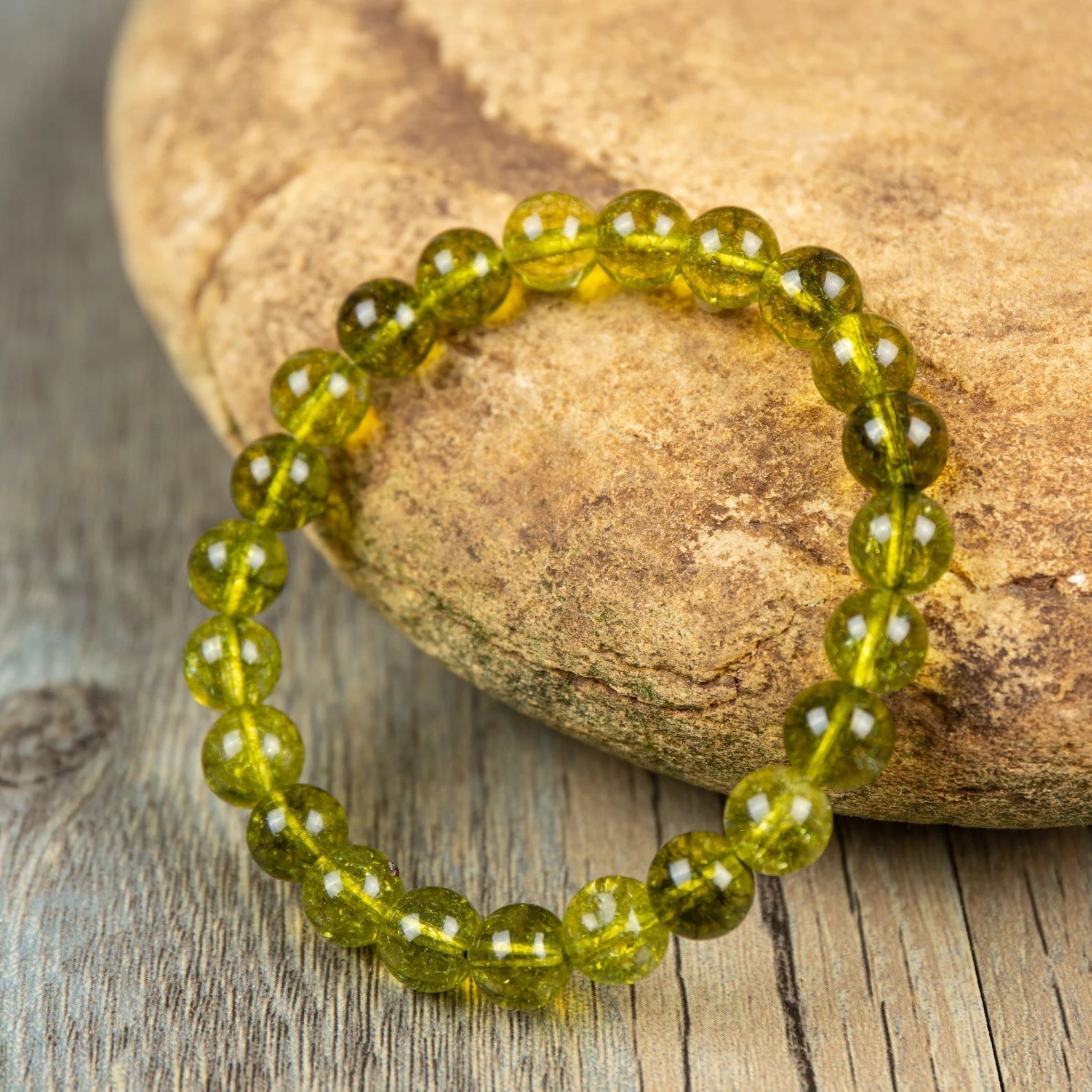Green Peridot Stone Olivine Crystal Quartz Bracelet