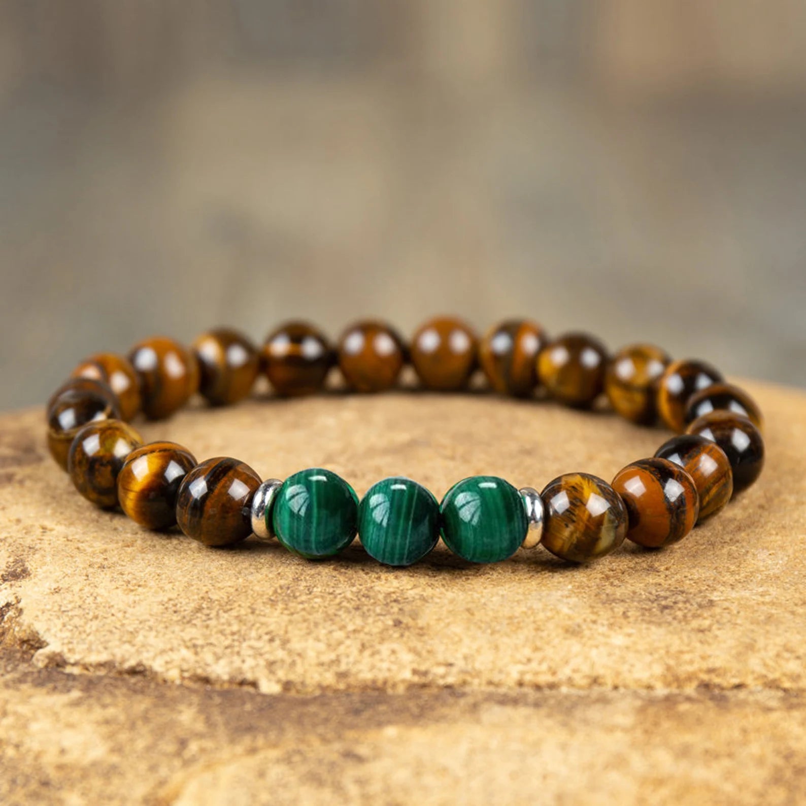 Tiger's Eye Malachite Stone Healing Bracelet