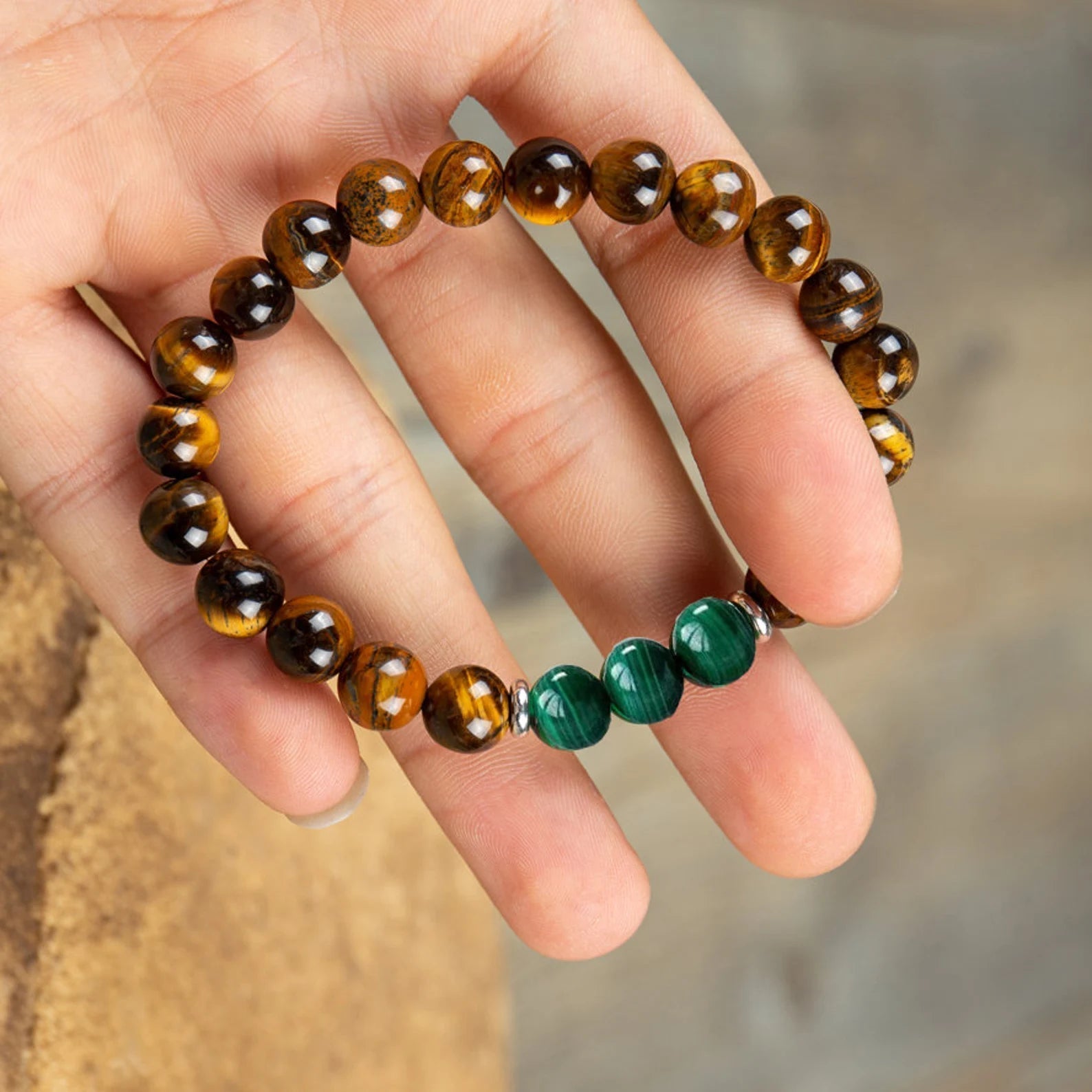 Tiger's Eye Malachite Stone Healing Bracelet
