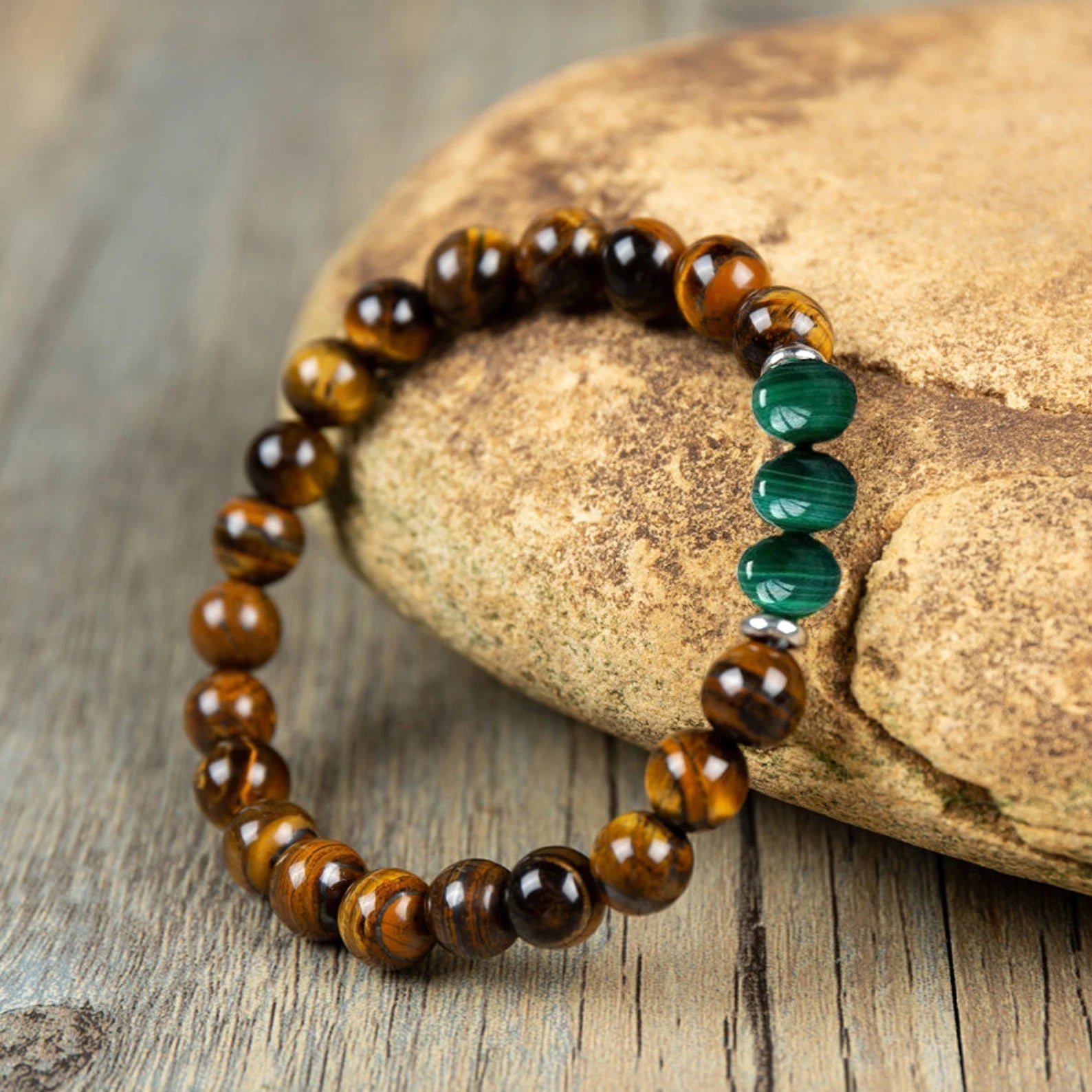 Tiger's Eye Malachite Stone Healing Bracelet