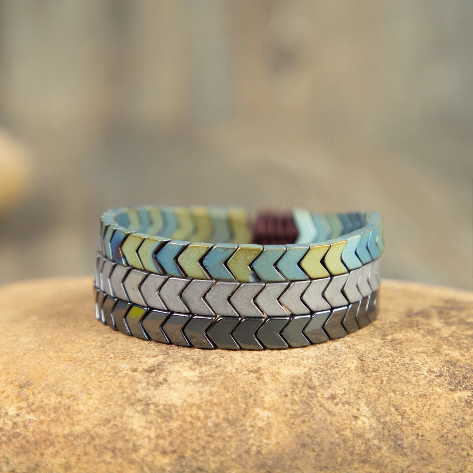 Hematite Arrowhead Strength Calming Healing Bracelet