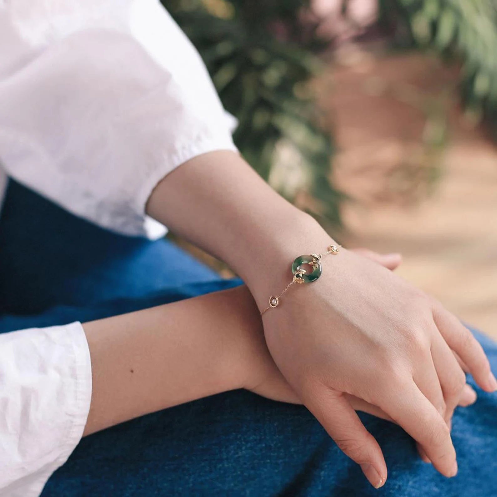Women's Retro Koi Pearl Jade Bracelet
