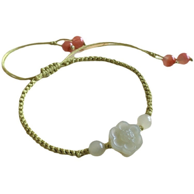 Jade Braided Bracelet with Pumpkin Charm