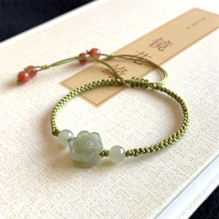 Jade Braided Bracelet with Pumpkin Charm