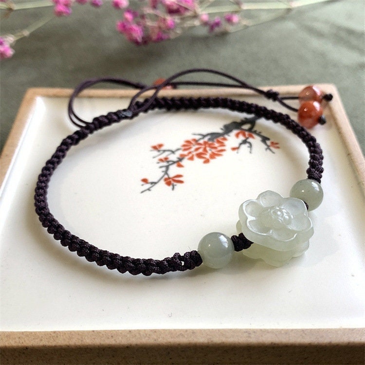 Jade Braided Bracelet with Pumpkin Charm