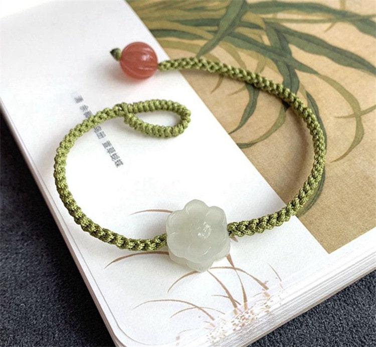 Jade Braided Bracelet with Pumpkin Charm