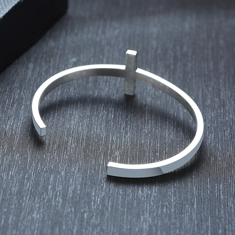 Cross Cuff Stainless Steel Bracelet