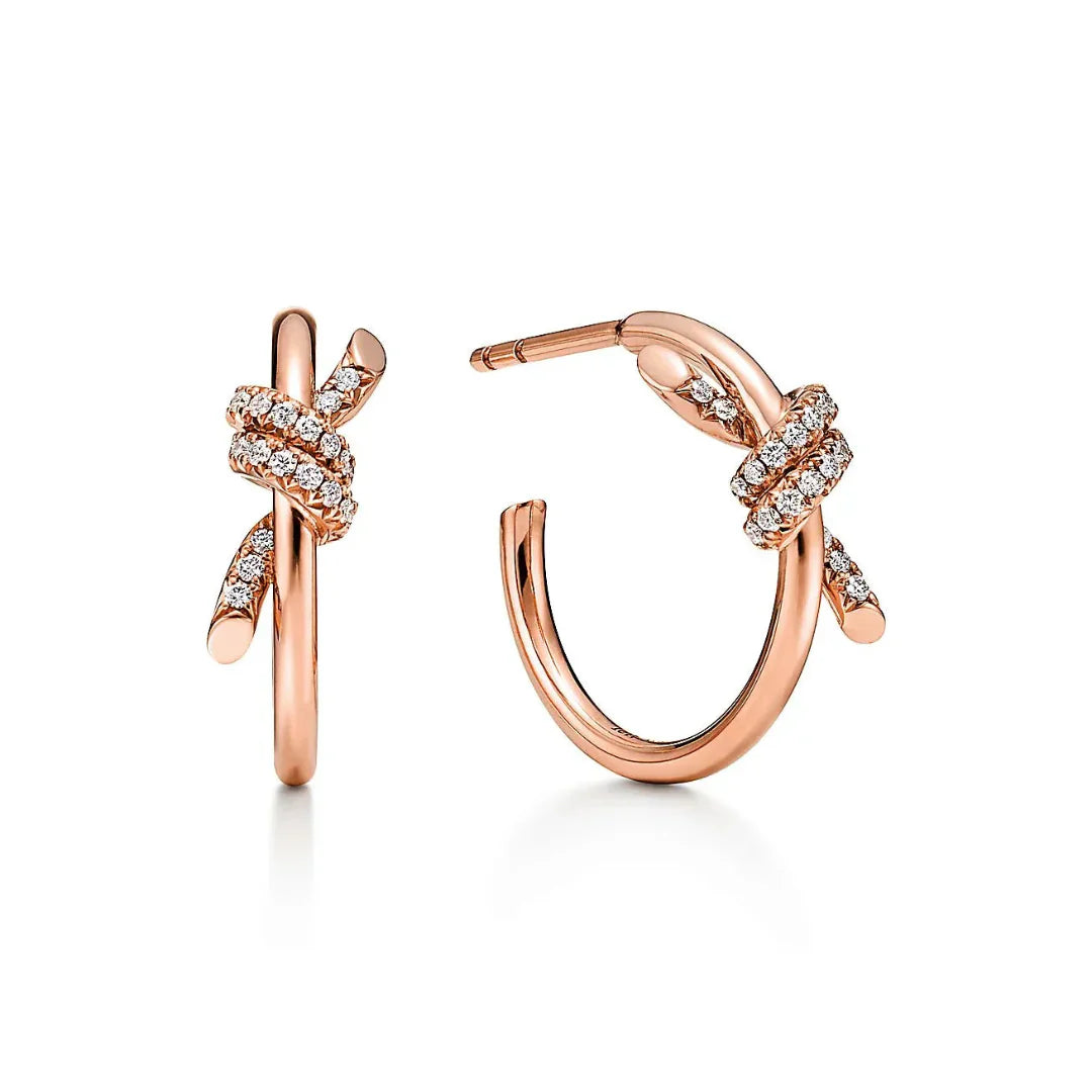 Knot Hoop Earrings in Rose Gold