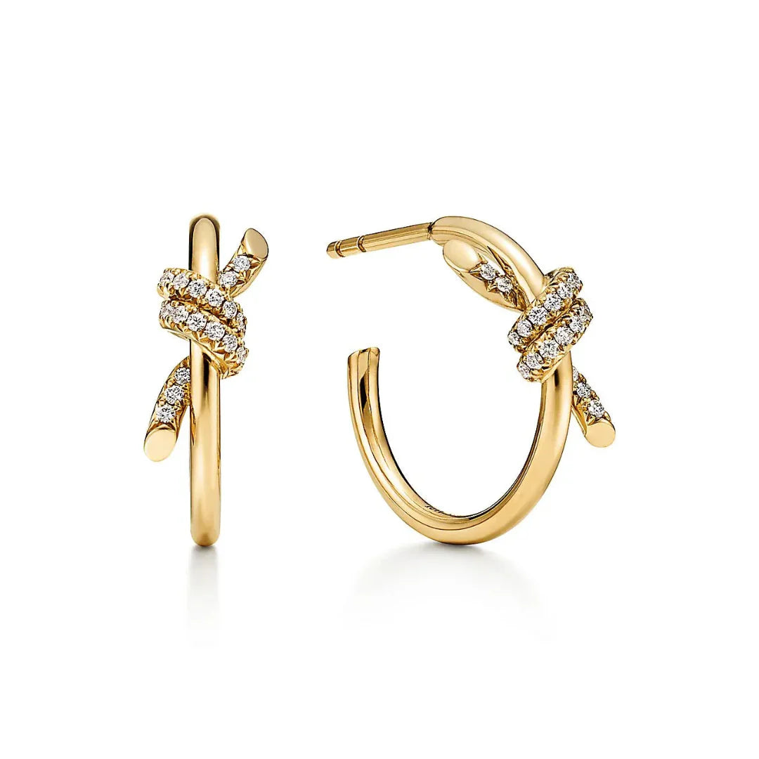 Knot Hoop Earrings in Yellow Gold