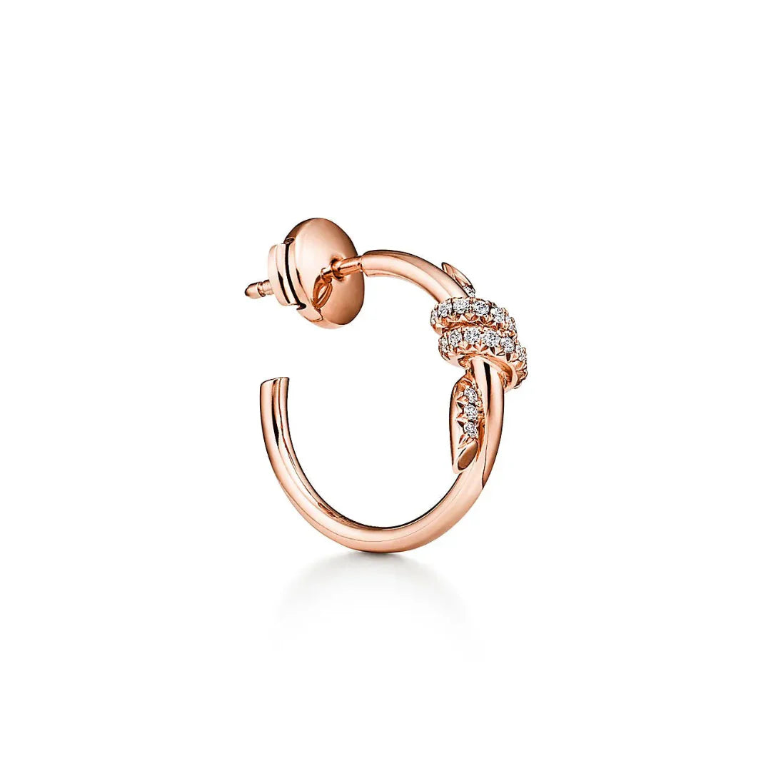 Knot Hoop Earrings in Rose Gold
