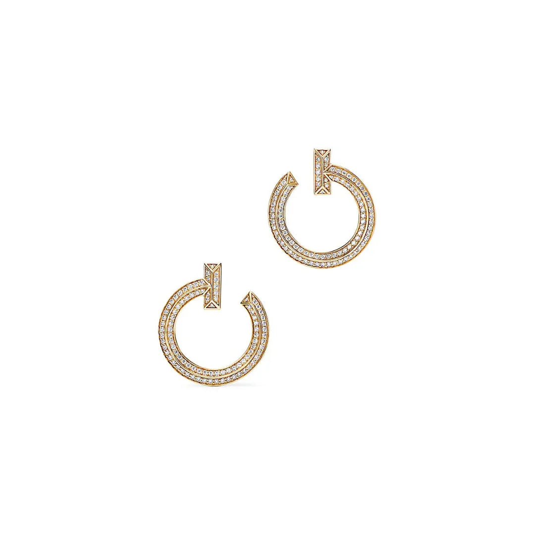 T1 Open Yellow Gold With Diamonds Earrings