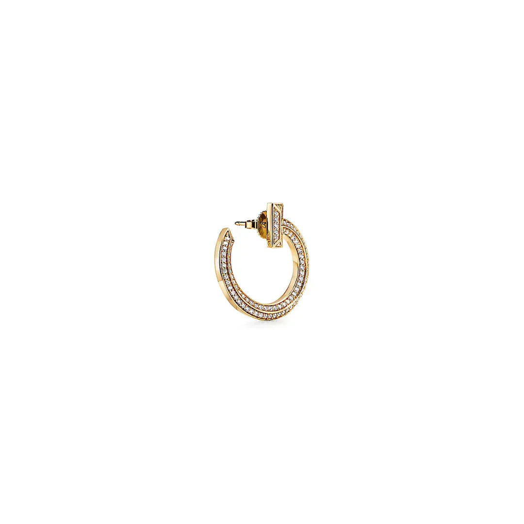 T1 Open Yellow Gold With Diamonds Earrings