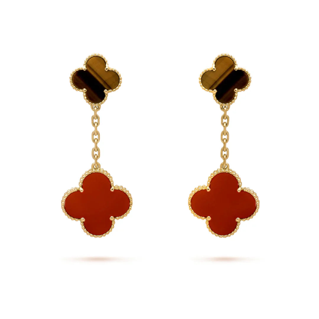 Lucky Alhambra Drop Earrings in Tiger’s Eye