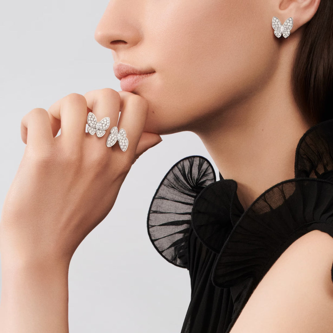 Two Butterfly Diamond Pavé Earrings