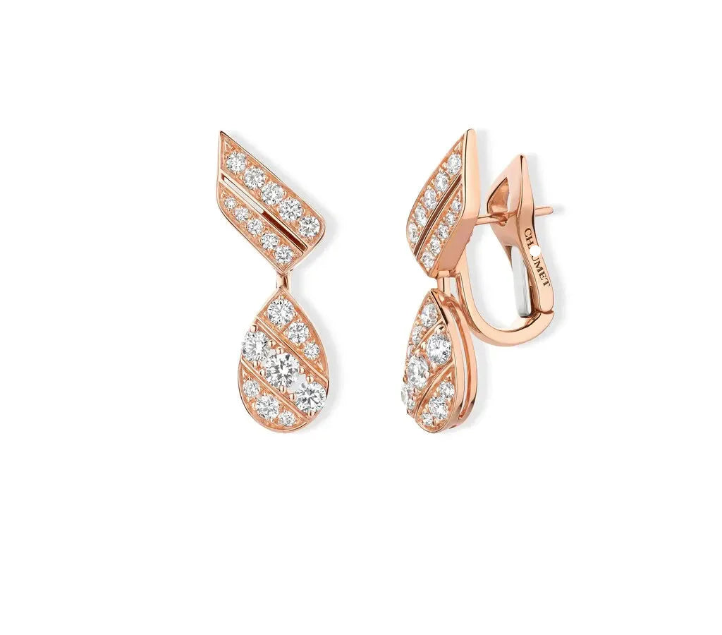 Josephine Aigrette Earrings Rose Gold Vermeil With diamonds