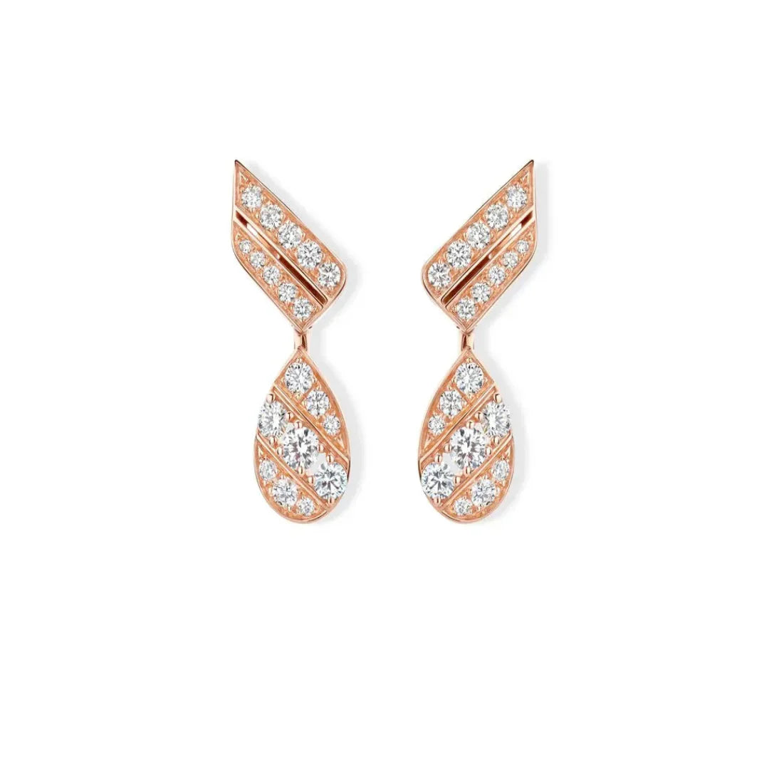 Josephine Aigrette Earrings Rose Gold Vermeil With diamonds