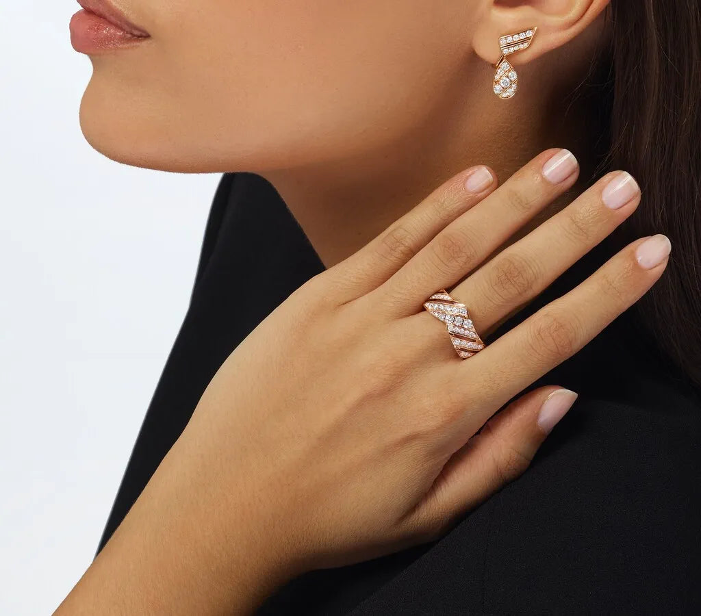 Josephine Aigrette Earrings Rose Gold Vermeil With diamonds