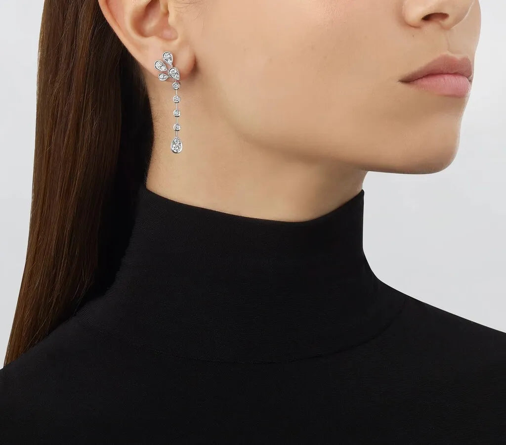 Josephine Aigrette Imperiale Earrings White Gold Vermeil With Diamonds