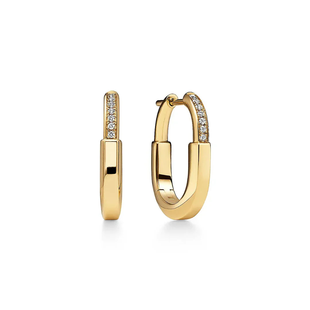 Lock Small Yellow Gold With Diamonds Earrings