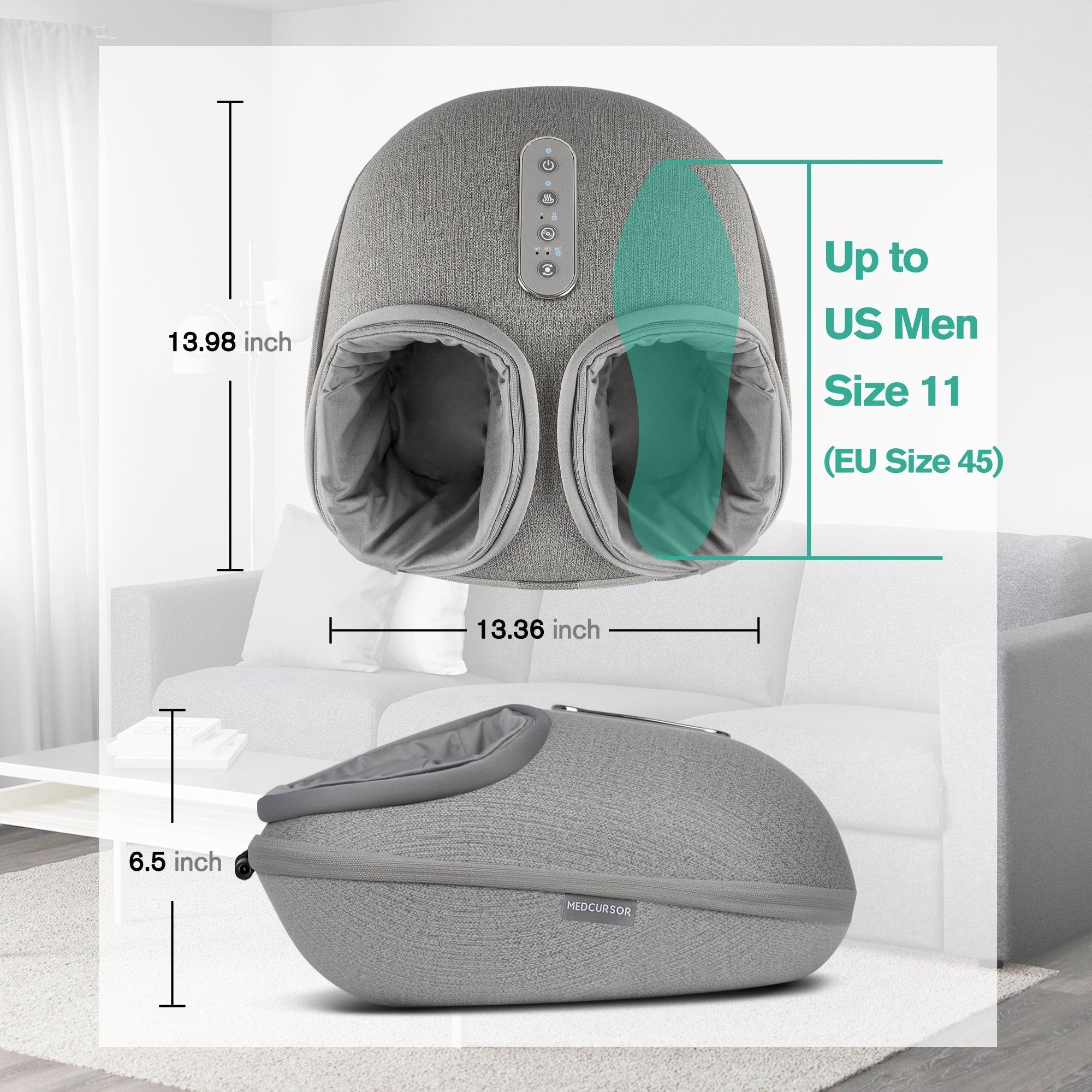 Foot Massager Machine with Heat, Deep Kneading Massager (Gray)