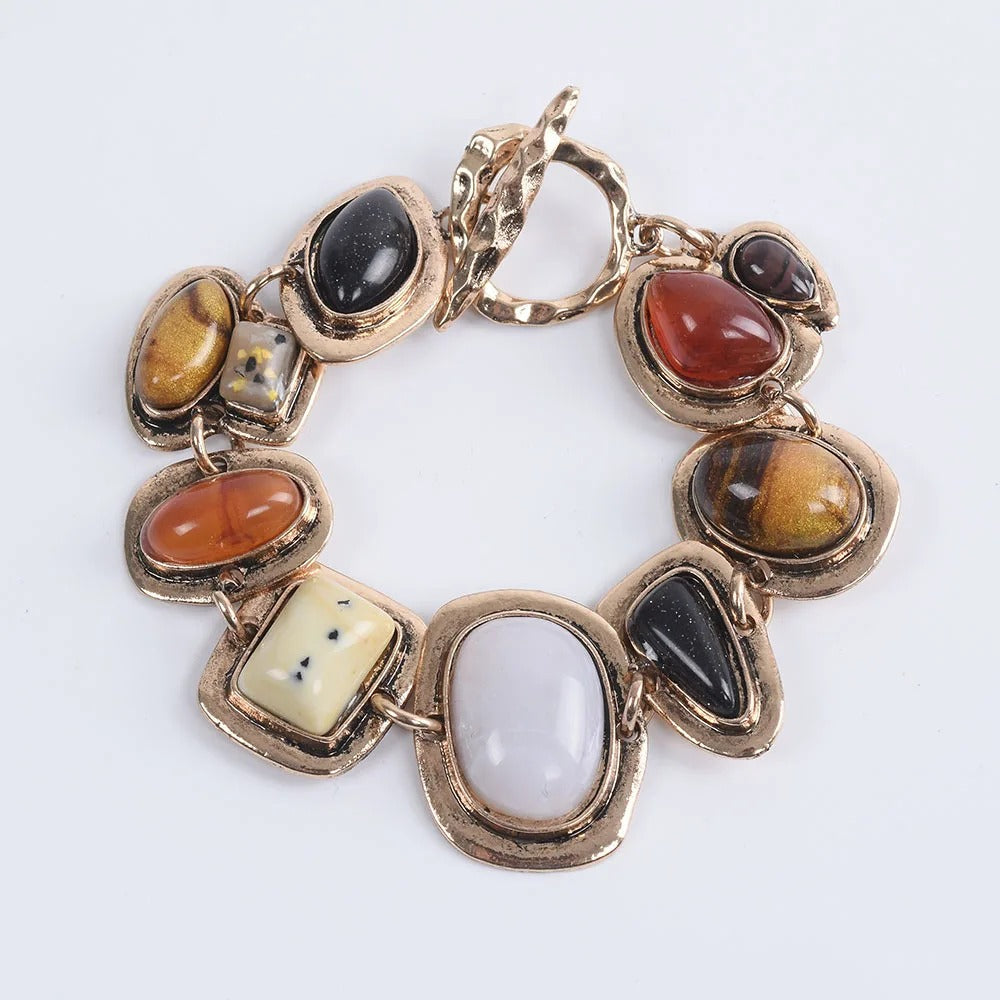 Bohemian Ethnic Statement Charm Retro Resin Stone Bracelet for Women