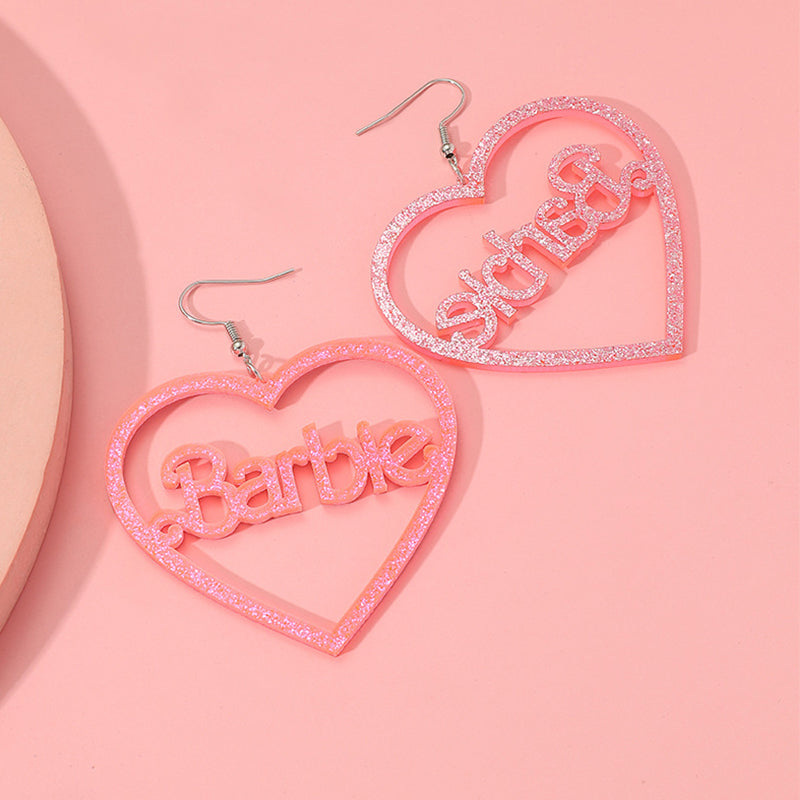 Hollow Acrylic Barbie Pink Heart Ears