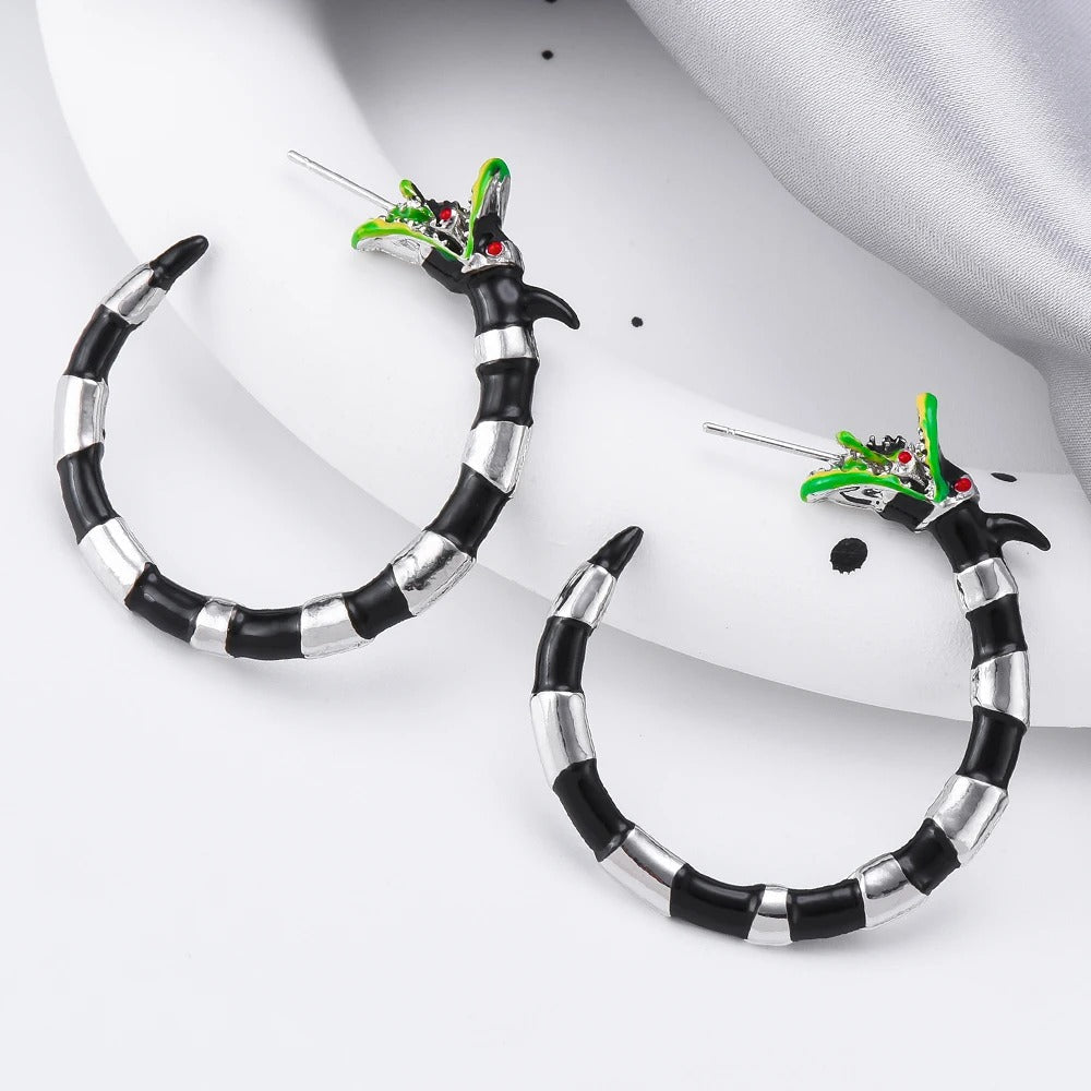 Halloween Creative Beetlejuice Hoop Earrings
