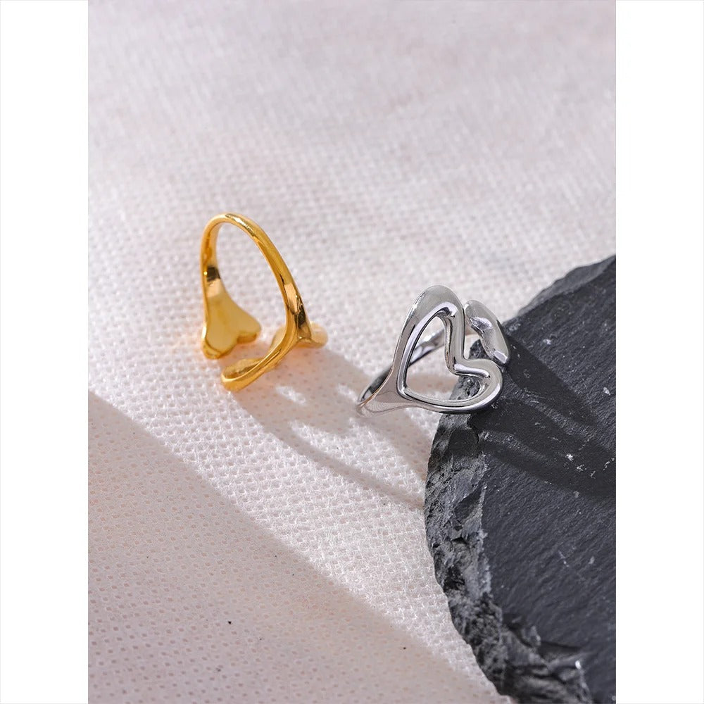 Chic Hollow Stainless Steel Heart Ring