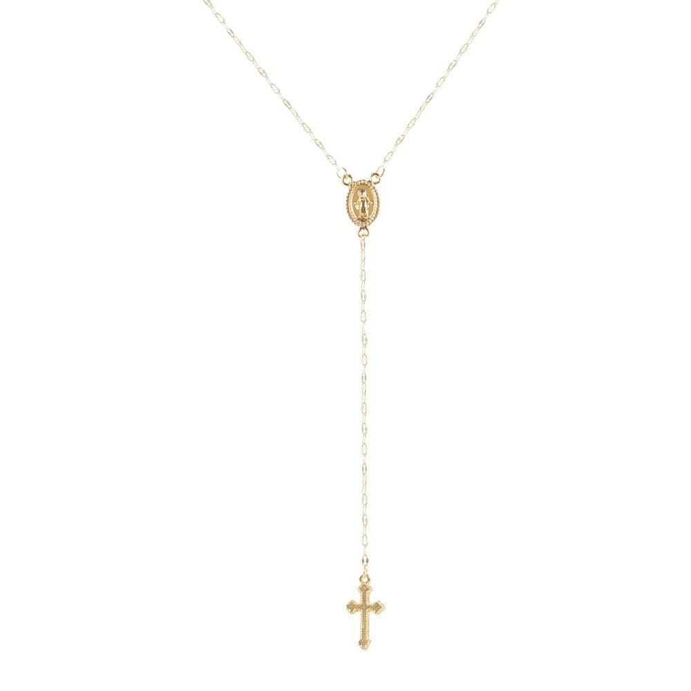 Bohemian Style Christian Cross Rosary Pendant Necklace
