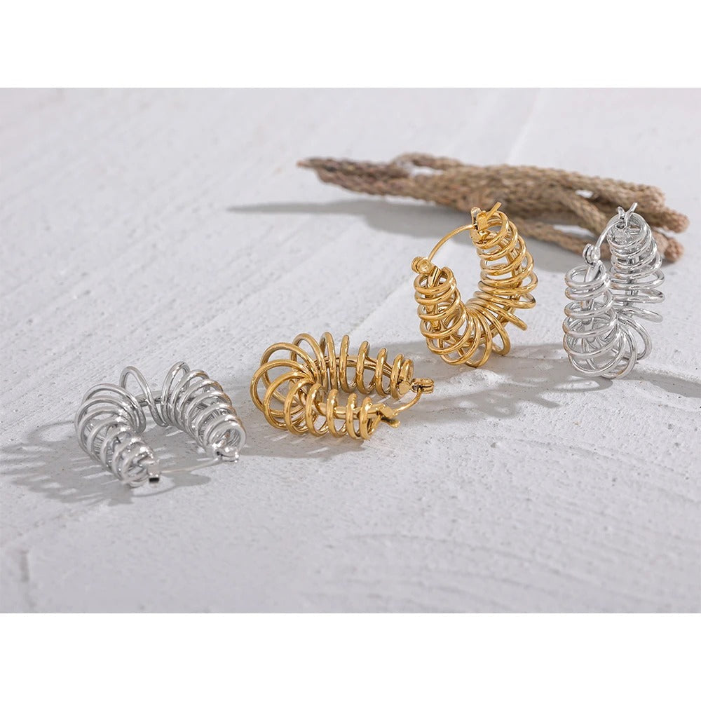 Round Hollow Geometric Earrings