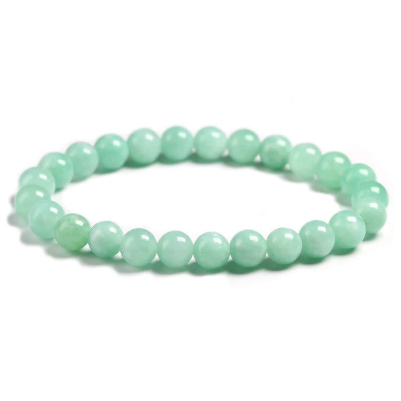 Natural Burmese Green Jade Round Beads Bracelet